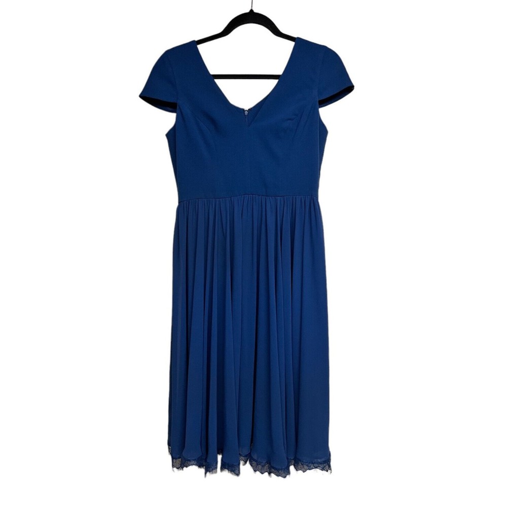 Dress The Population Midnight Blue Corey Chiffon Fit & Flare Cocktail Medium‎